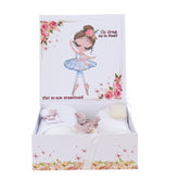 Trusou pentru botez de fete, 8 piese, Model cu Balerina, roz pudrat, Recostore®, REC3082